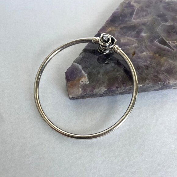 Pandora Sterling Silver 925 Encircled Clasp CZ Round Charm Bangle Bracelet 6.5" - Picture 6 of 16